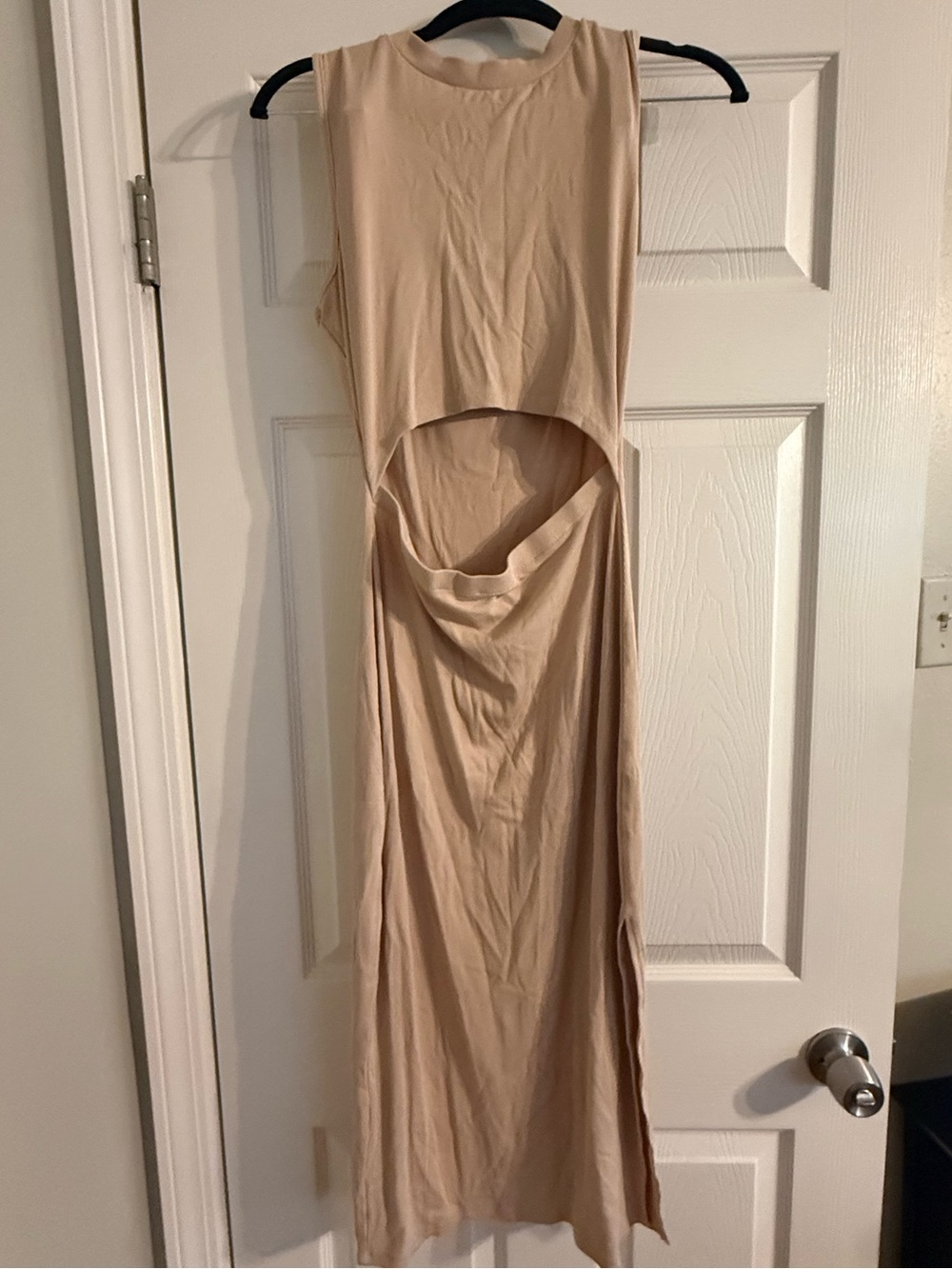 Sleeveless Cutout Maxi Dress in Beige